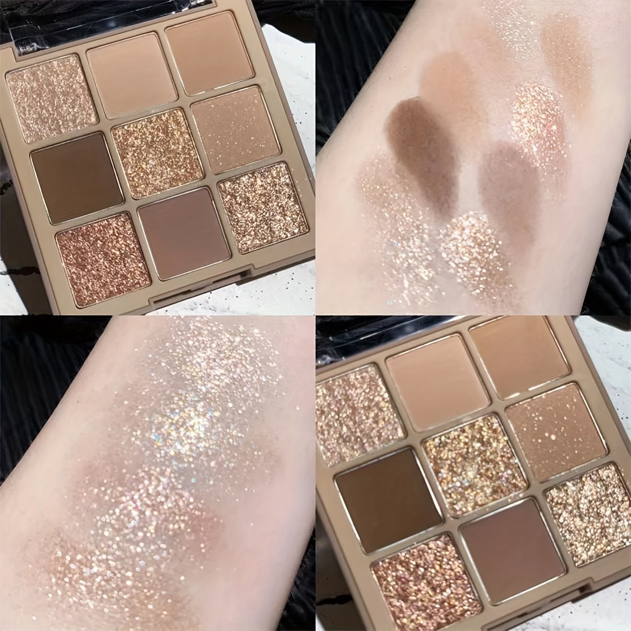 9-Shade Eyeshadow Palette with Matte and Shimmer Brown Nude Colors