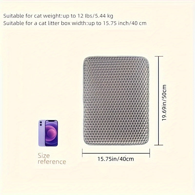 Large Gray and Black Cat Litter Mat Waterproof Non-Slip Honeycomb Double Layer EVA