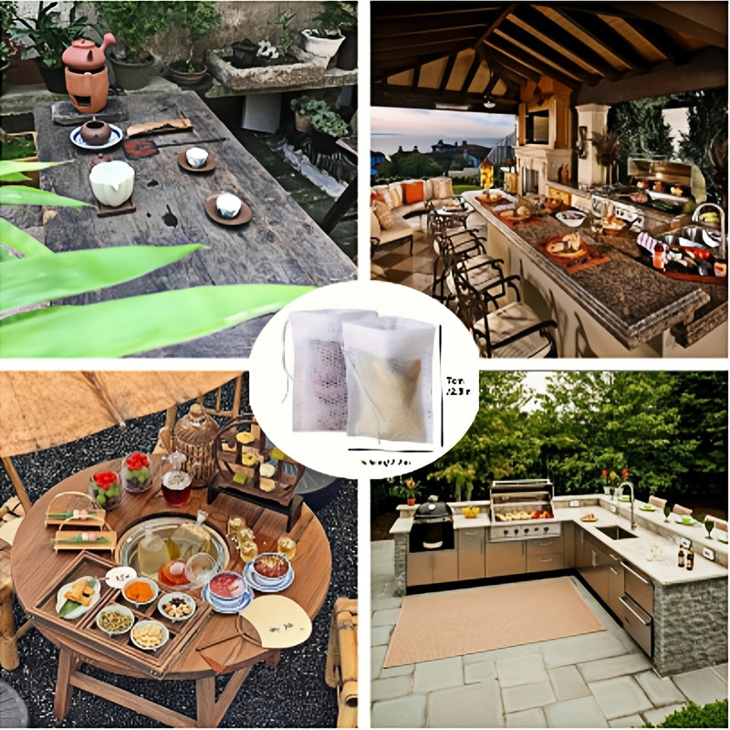 100 dona Bir foydalanish uchun mo'ljallangan, to'rva bo'lmagan, chiziqli chiziqli chiziqli choy paketlari, bo'sh, bo'sh yaproqli choy filtrlari sumkalar