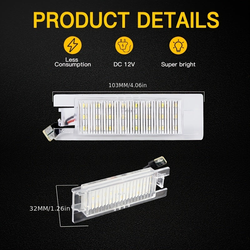 2 Pack Bright White LED Rear License Plate Lights for Cars