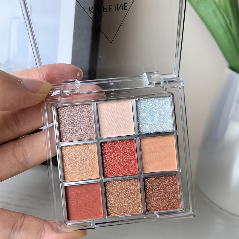 Transparent Eyeshadow Palette with Nine Colors Matte Shimmery Pink Silver