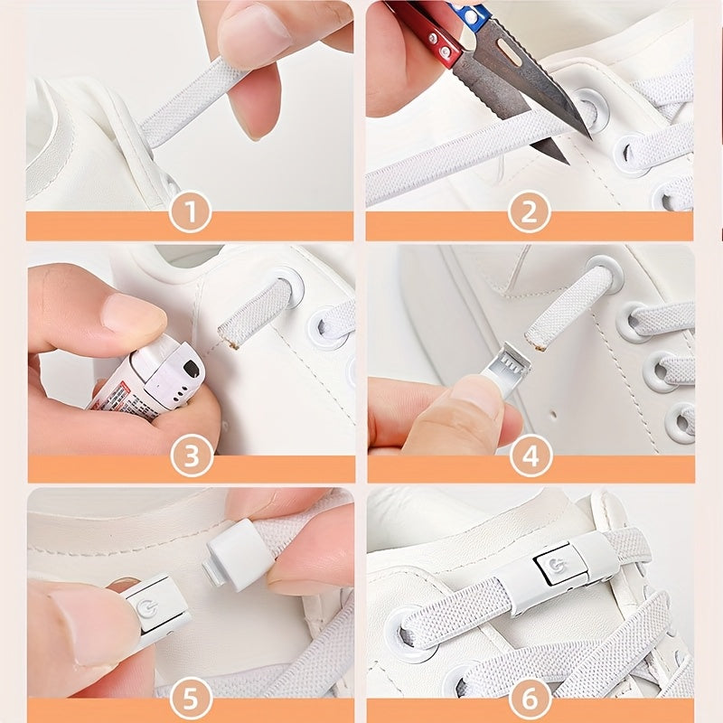 Unisex Elastic Shoe Laces Set with Buckles and Bands for Casual and Sports Shoes