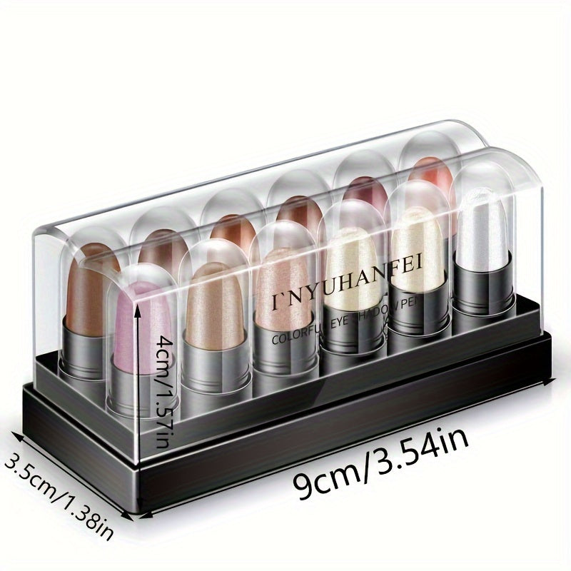 12 Pcs Eye Makeup Stick Set Matte Shimmer Natural Finishes Long-Lasting