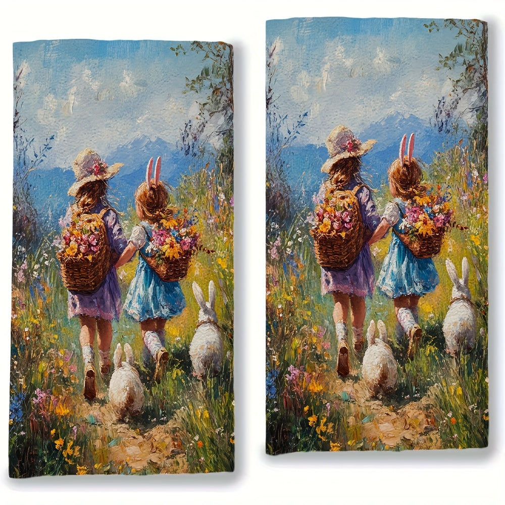 Set of 2 Ultra Soft Kitchen Towels 16x24 Inches Absorbent Holiday Decor