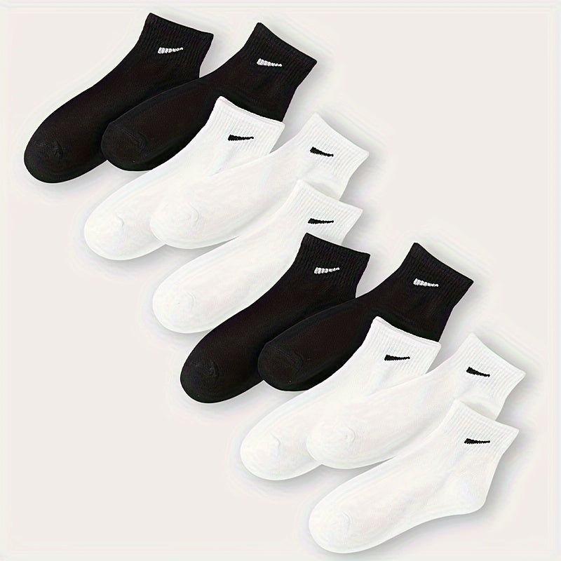 Women's Black and White Ankle Socks 10 Pairs Polyester Spandex Knit Lightweight