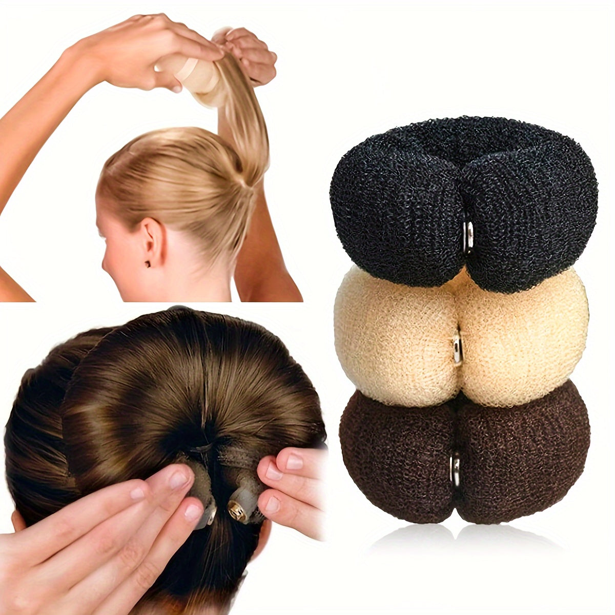 Women Vintage Mesh Hair Bun Maker Hollow Hair Ring For Updos