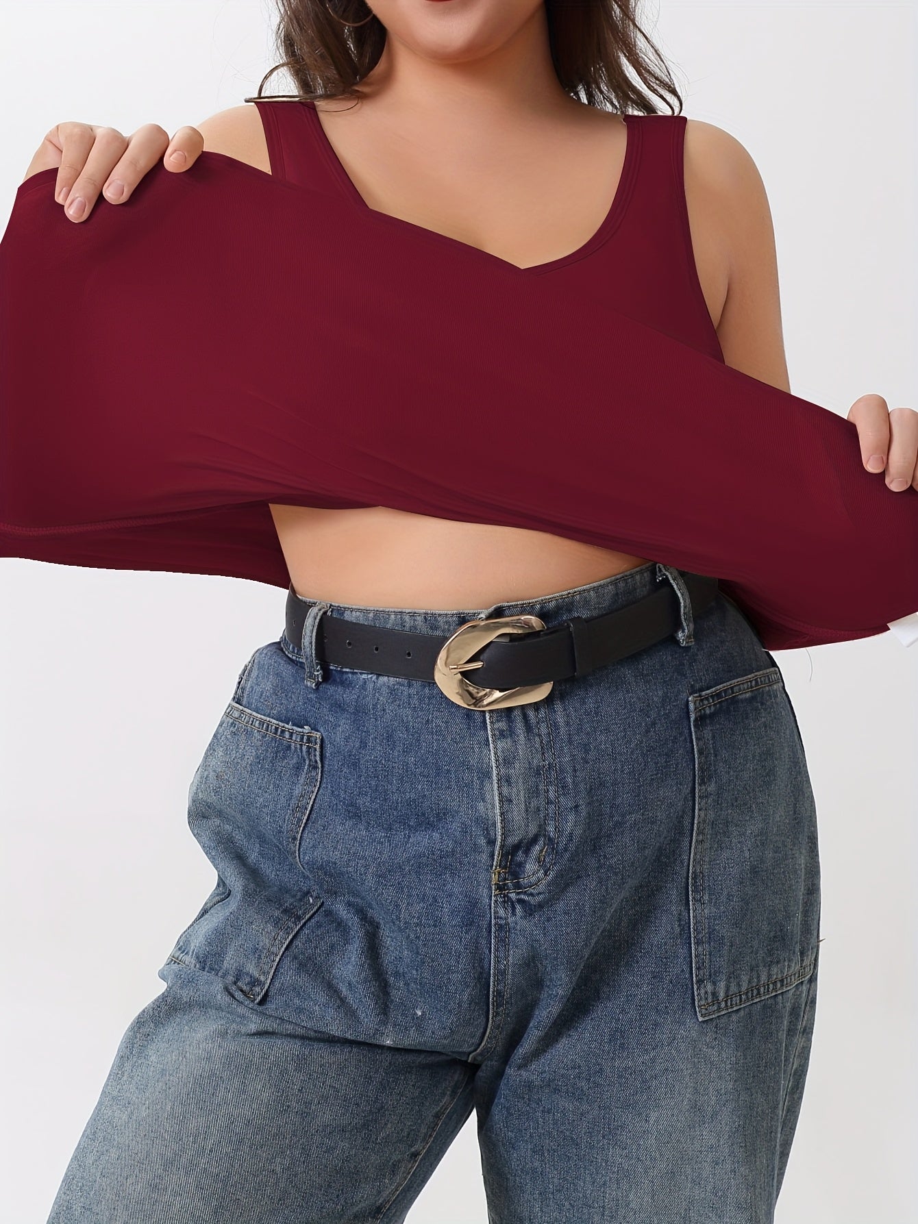 Plus Size Women's Wide Strap Tank Top with Built-In Bra Casual All-Season