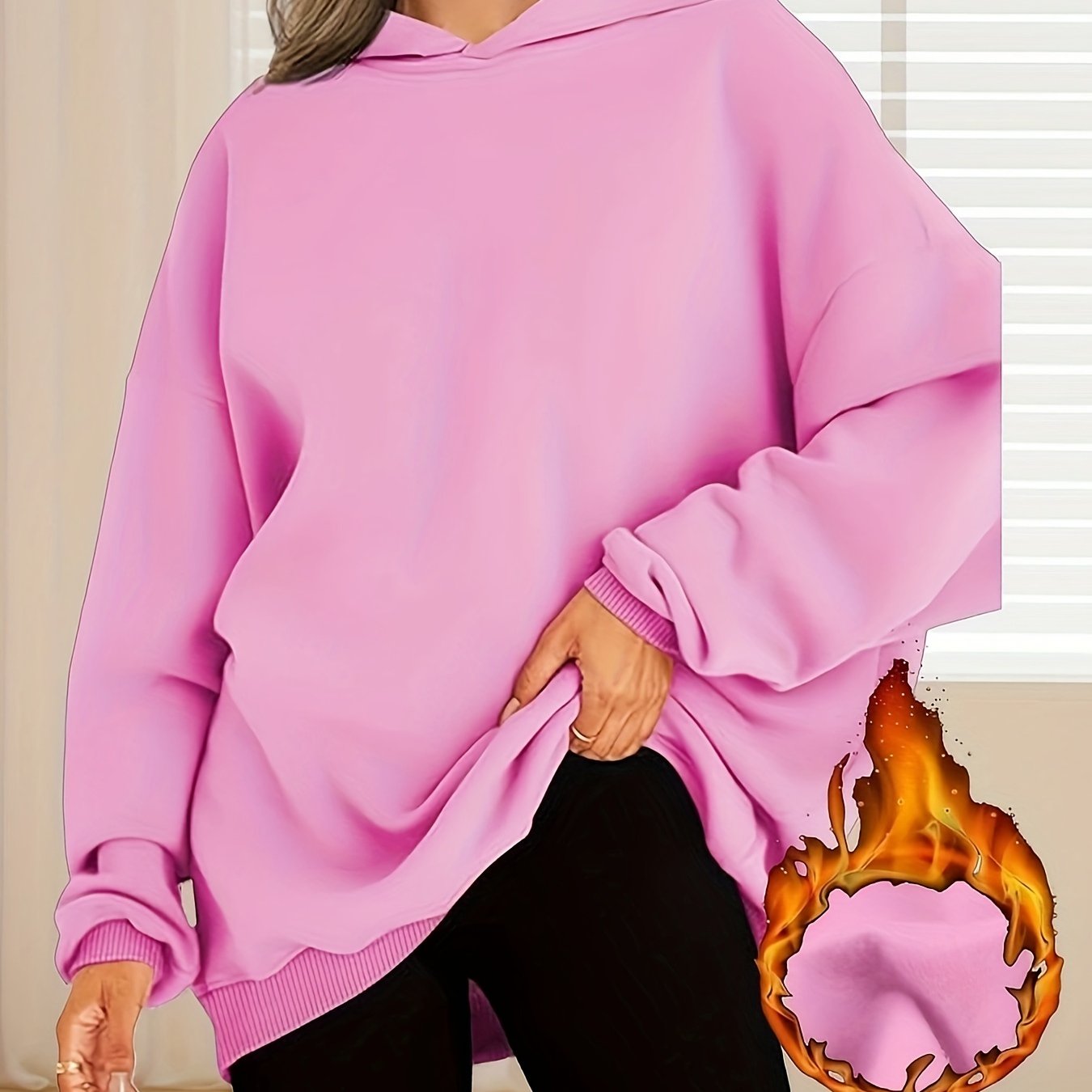 Women's Plus-Size Oversized Hooded Sweatshirt Cozy Casual Long Sleeve Pullover
