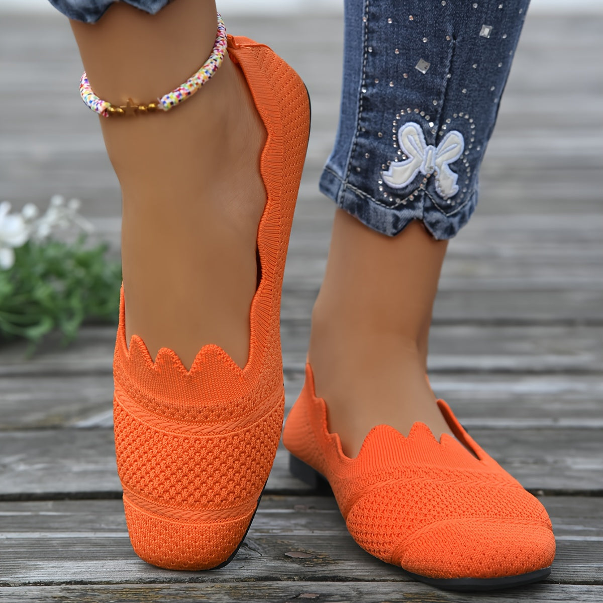 Women's Vintage Style Ballet Flats Breathable Fabric Slip-On Shoes