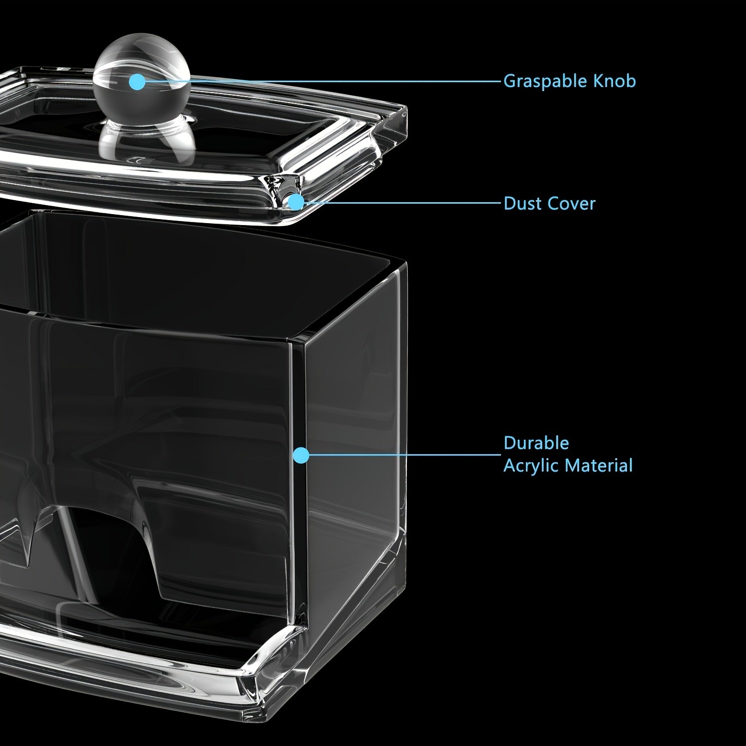 Acrylic Storage Jar for Cotton Pads Stylish Organizer Clear Container