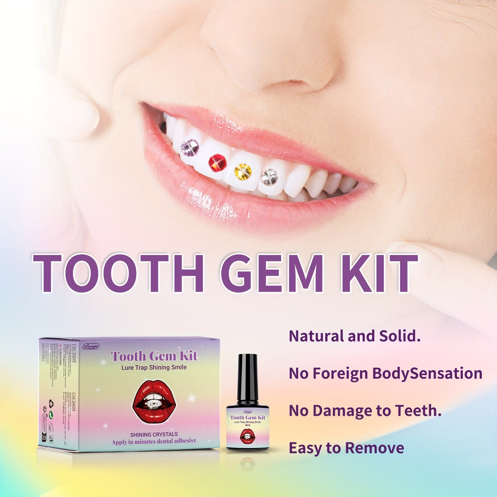 DIY Tooth Gem Kit 120pcs Crystals Diamonds Teeth Jewelry with Glue