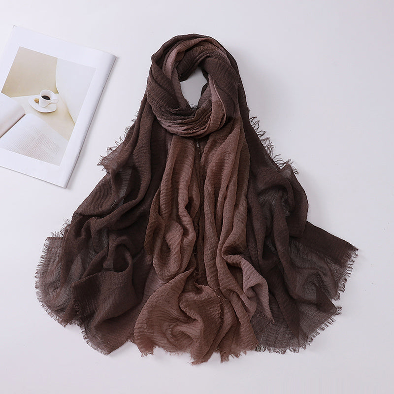 Women's Bohemian Gradient Hijab Scarf Polyester Stretchy Tie-Dye Multi-Color for Outdoor and Ramadan