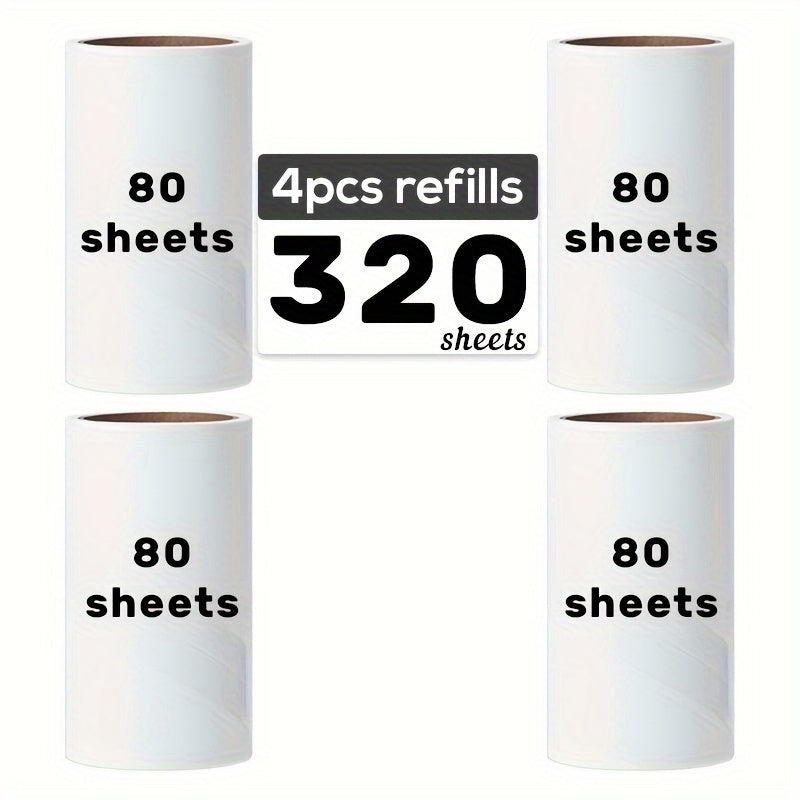 Black Handle Lint Roller with Extra Sticky Sheets for Pet Hair Removal 640/320/160 Sheets