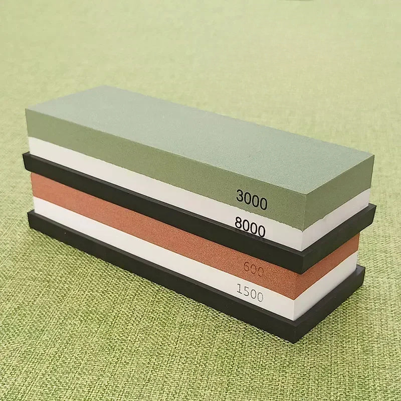 Juego de piedra de afilar de 2 piezas con base de bambú antideslizante y pinza para cuchillos de cocina