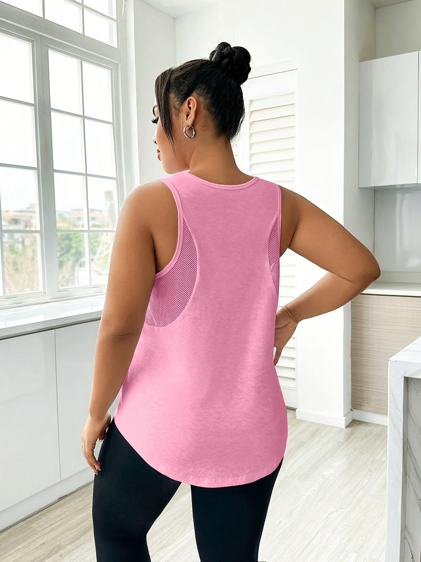 Women's Plus Size Breathable Mesh Sports Vest Sleeveless Activewear Top