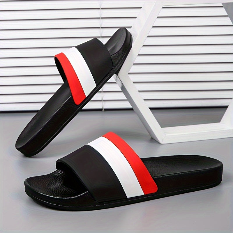 Unisex Color Block Open Toe Slippers with Non-slip PVC Sole for Casual Wear