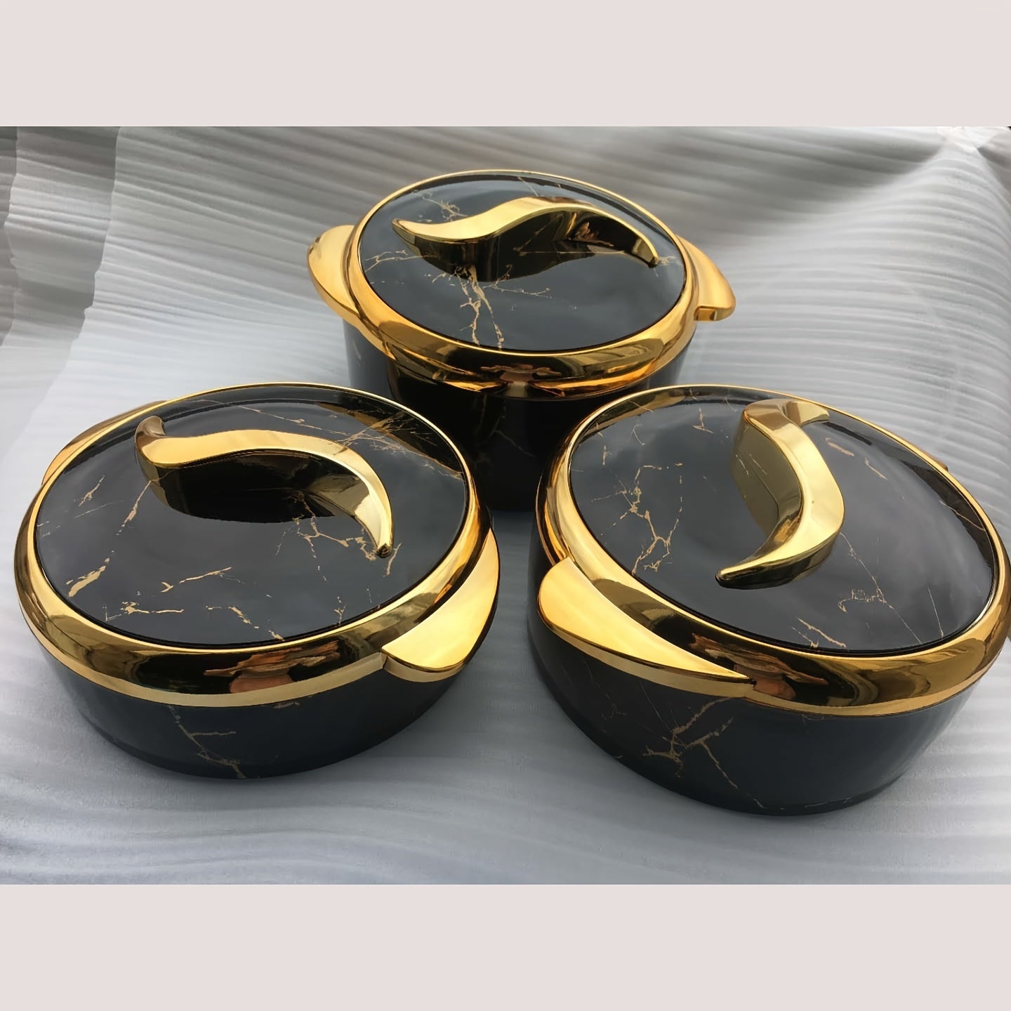 Food Warmer Set 3 Pieces Stainless Steel Insulated Casseroles with Lids 1.5L 2L 2.5L