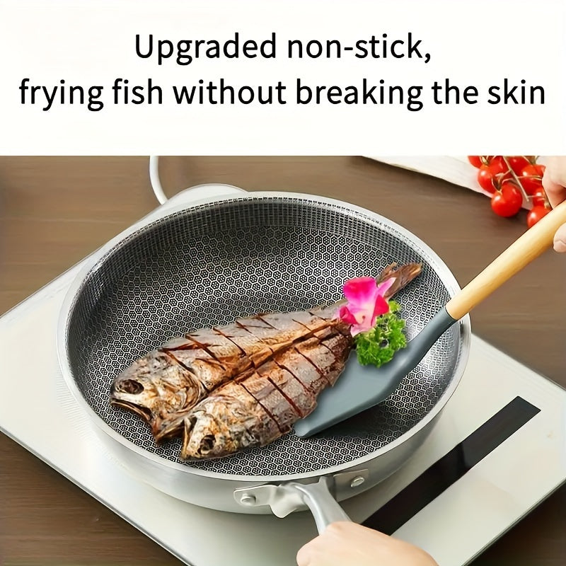 Stainless Steel Skillet with Honeycomb Design for Kitchen and Outdoor Cooking