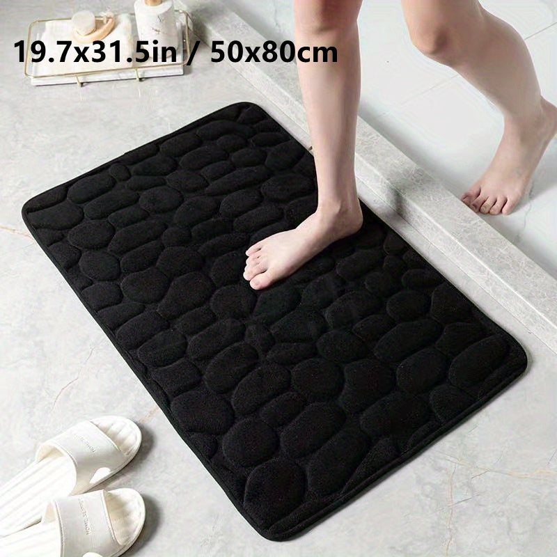 Cobblestone Embossed Bathroom Bath Mat Non-Slip Water Absorbent Machine Washable