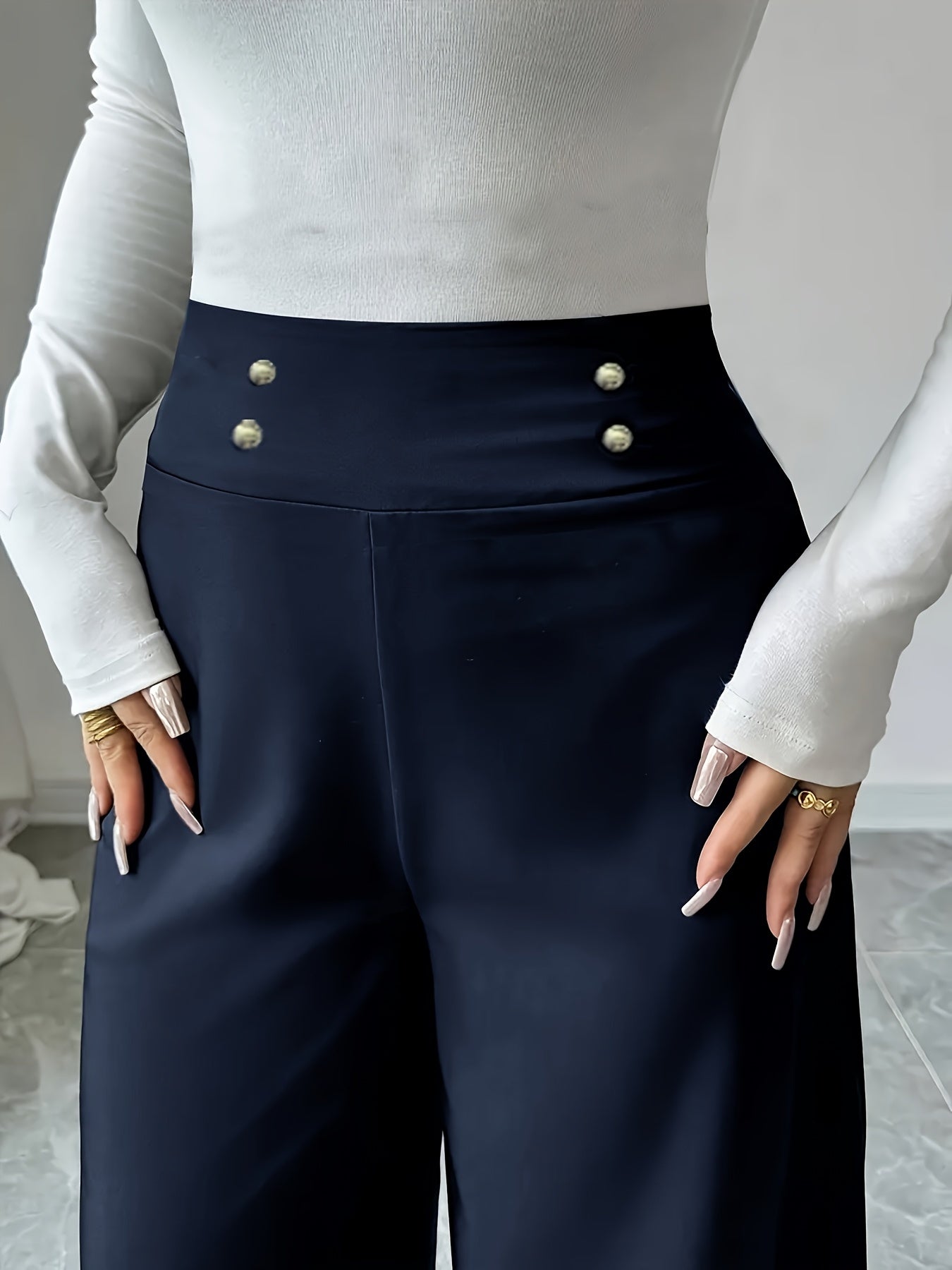 Women's Flare Pants Polyester Spandex Stretch Dark Green Wide Leg Formal