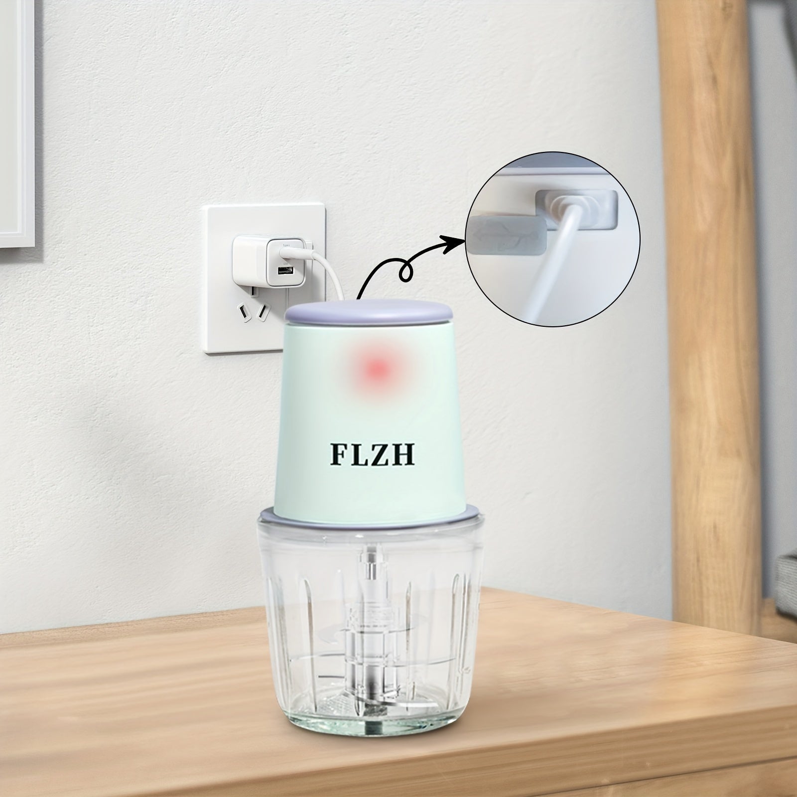 Electric Meat Grinder and Food Processor 600ML Glass Cup Rechargeable 148W