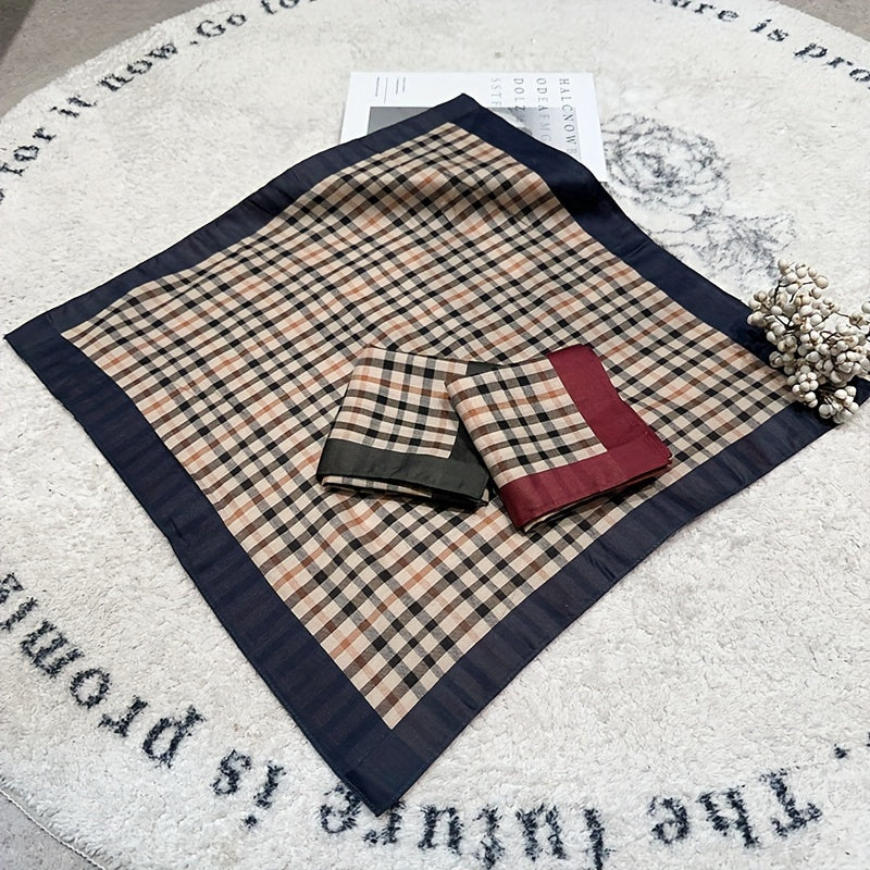 Men's Plaid Cotton Handkerchief and Pocket Square Set Stylish Woven Design Accessories