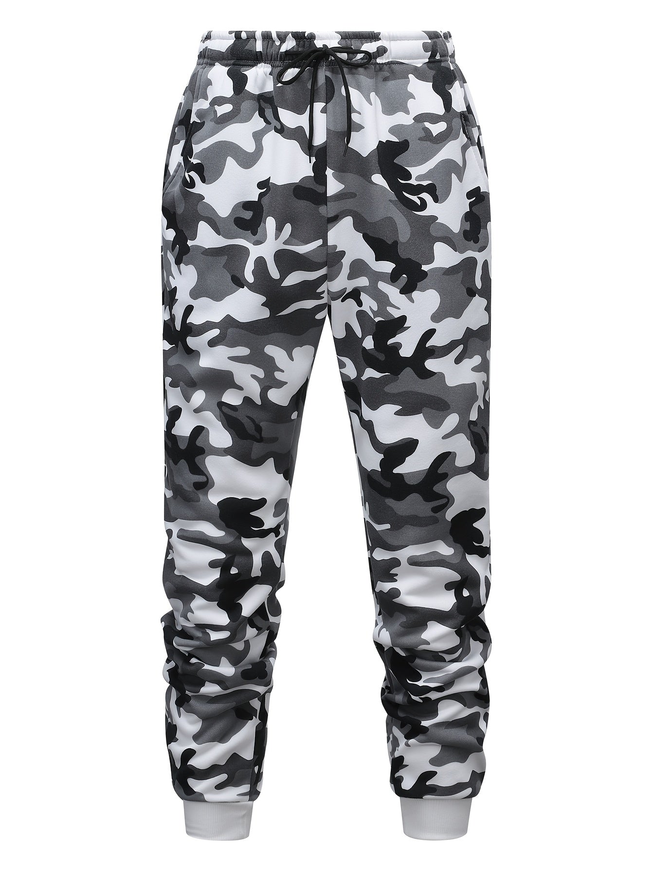 Men's Camo Hooded Sweatshirt and Pants Set for Outdoor Activities in Fall Winter 100% Polyester Drawstring 3D Printing