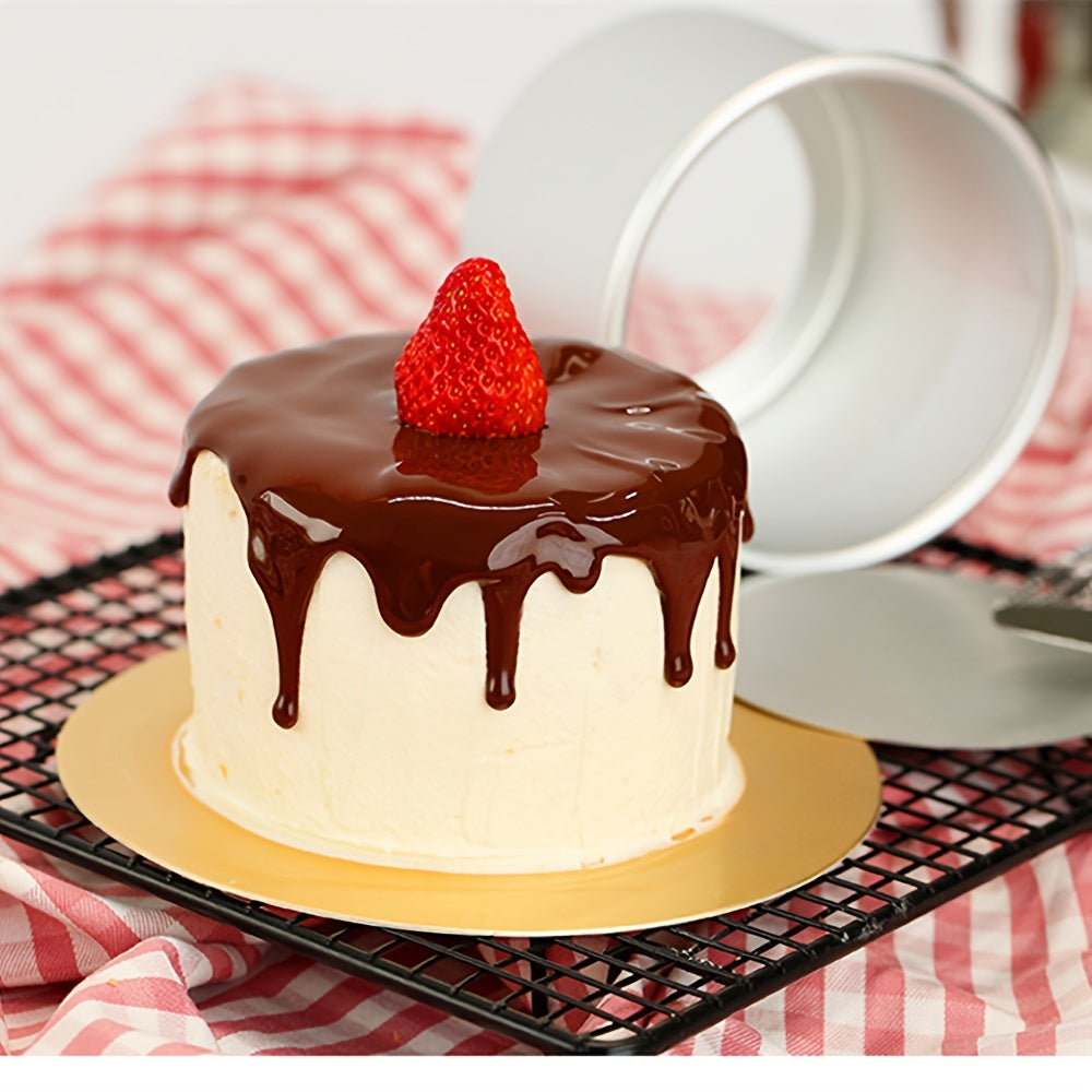 Mini Aluminum Golden Round Cake Mold 2-Inch Removable Bottom Baking Tool