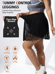Plus Size Women's Lace-Trim Flared Shorts Skirt with Pockets Summer Fashion