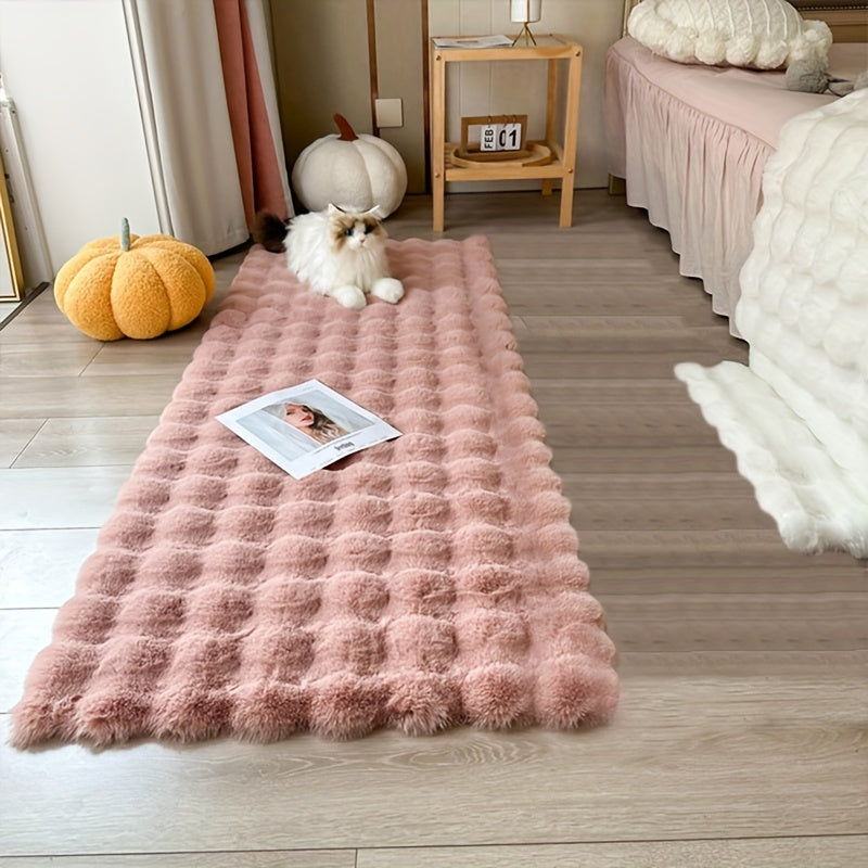Alfombra de terciopelo burbuja suave y esponjosa para dormitorio y sala de estar antideslizante e impermeable