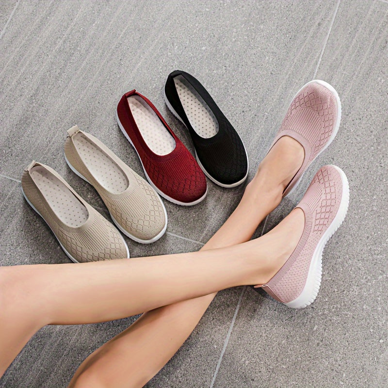 Women's Breathable Mesh Slip-On Sneakers with PVC Sole and EVA Insole for All Seasons
