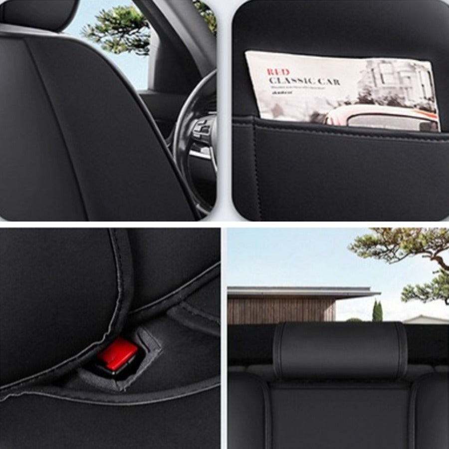 Universal Car Seat Covers Breathable Fabric Full Set Black Red Five Seat