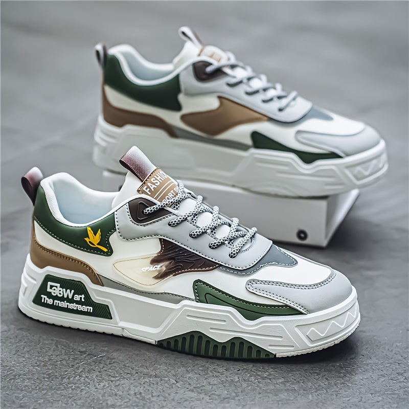 Unisex Low Top Skateboard Sneakers with Solid Color and Striped Pattern