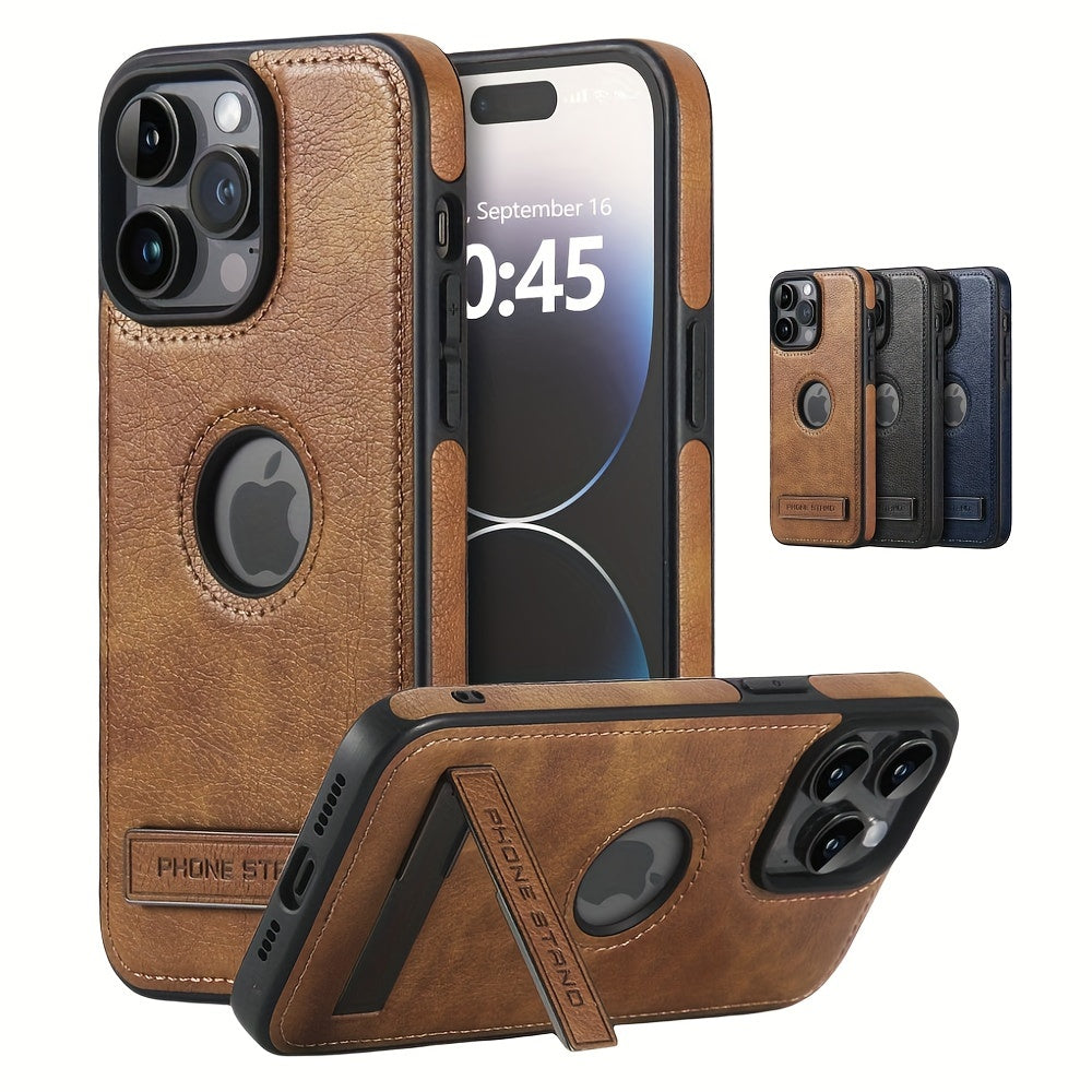 Durable Faux Leather Phone Case with Stand and Holder for iPhone 15 Pro Max 14 Plus 13 Pro Max