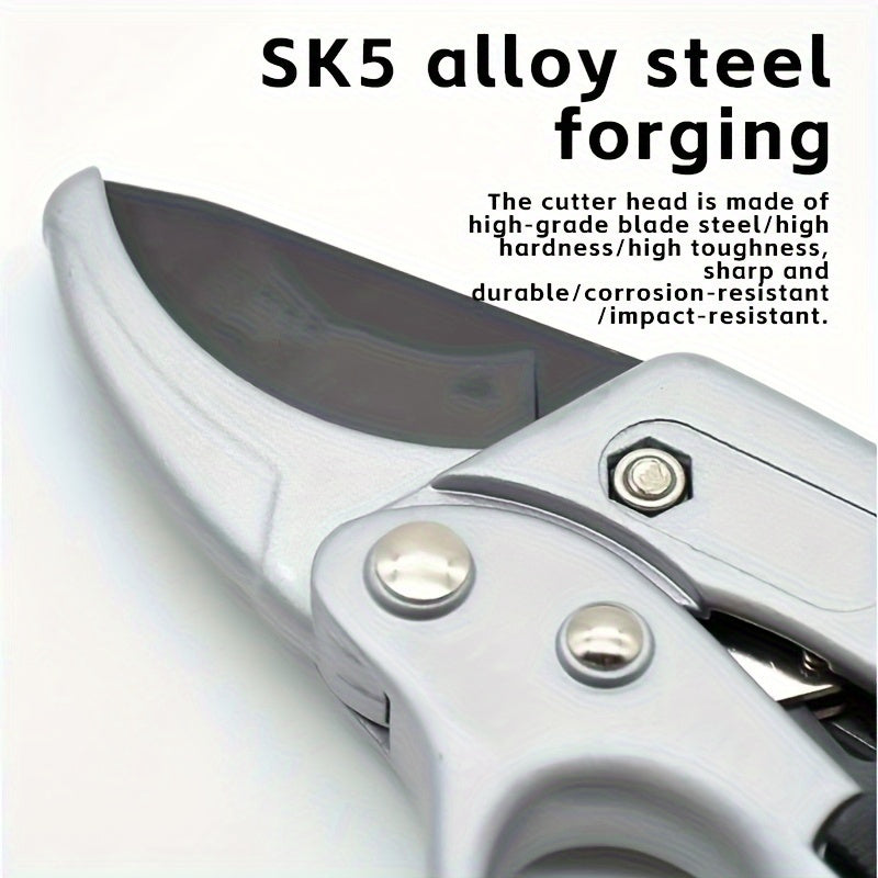 Ergonomic Pruning Shears with Teflon Coating and Carbon Steel Blades