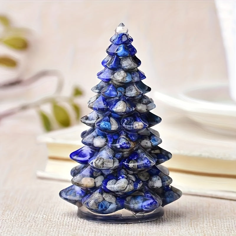 Natural Stone Crystal Resin Christmas Tree for Home Desktop Decoration
