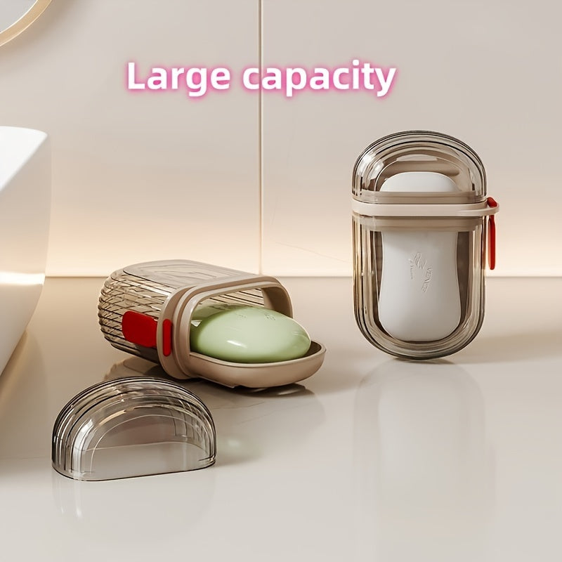 Portable PET Soap Box with Lid Sealed Drainage for Travel and Outdoor Use