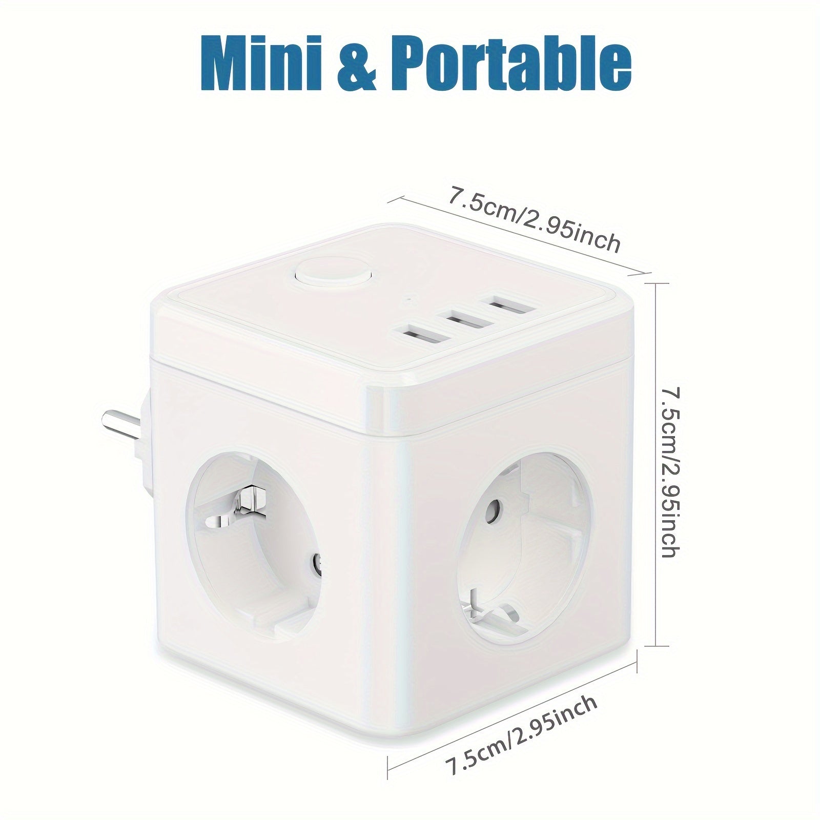 6-in-1 Power Strip Cube Outlet with 3 USB Ports Surge Protection 2500W for Home Office Travel