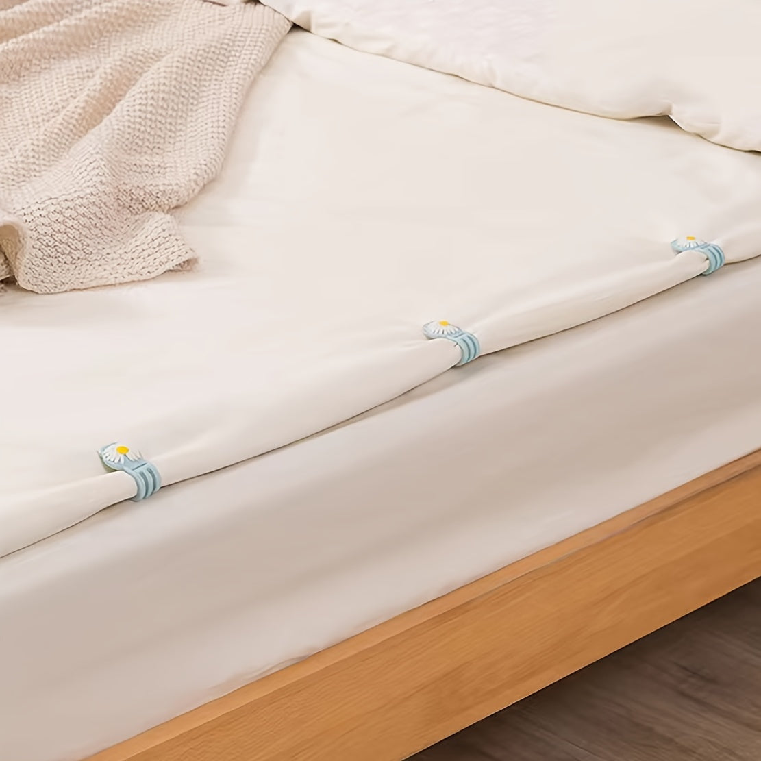 10 dona yotoq qopqog'i kliplari, sirpanmaydigan matras burchak fastenerlari, ko'k, qo'lda yuviladi