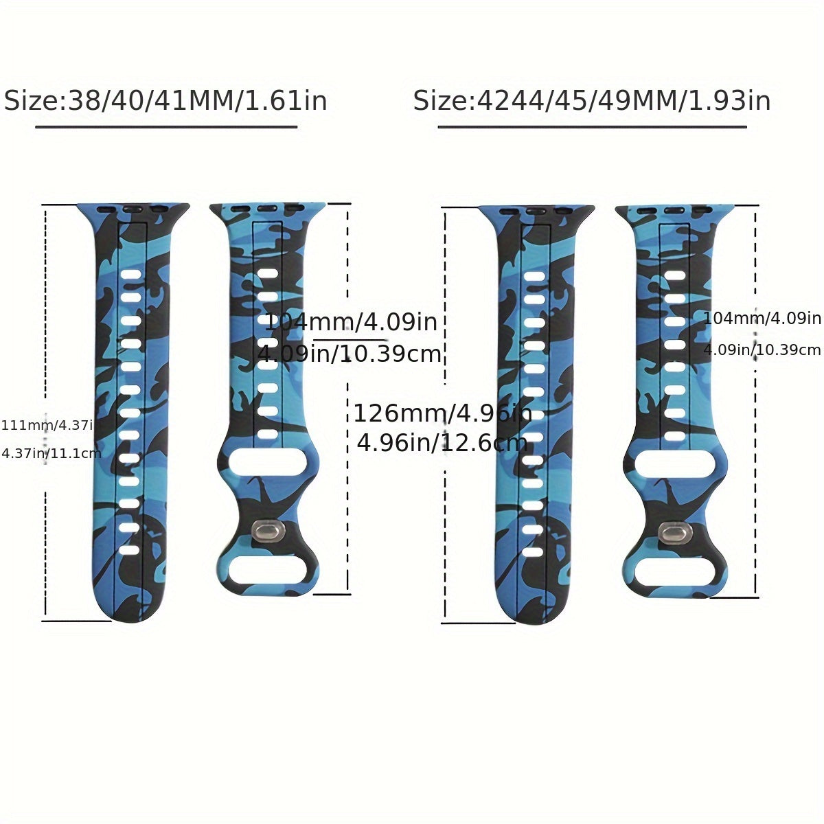Multicolor Camouflage Silicone Sport Watch Strap for Apple Watch Series 9 8 7 6 5 4 3 2 1 SE Waterproof Sweat Resistant Durable