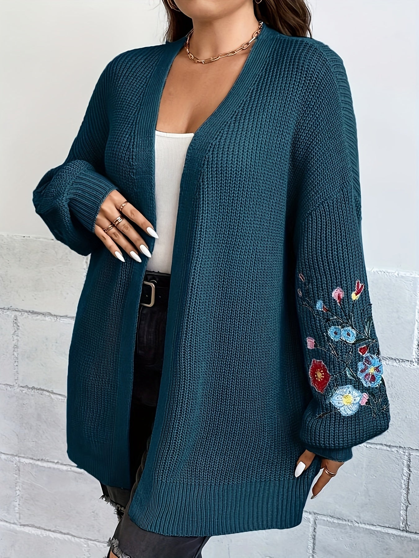 Women's Knitted Cardigan Coat Relaxed V-Neck Winter Sweater Black