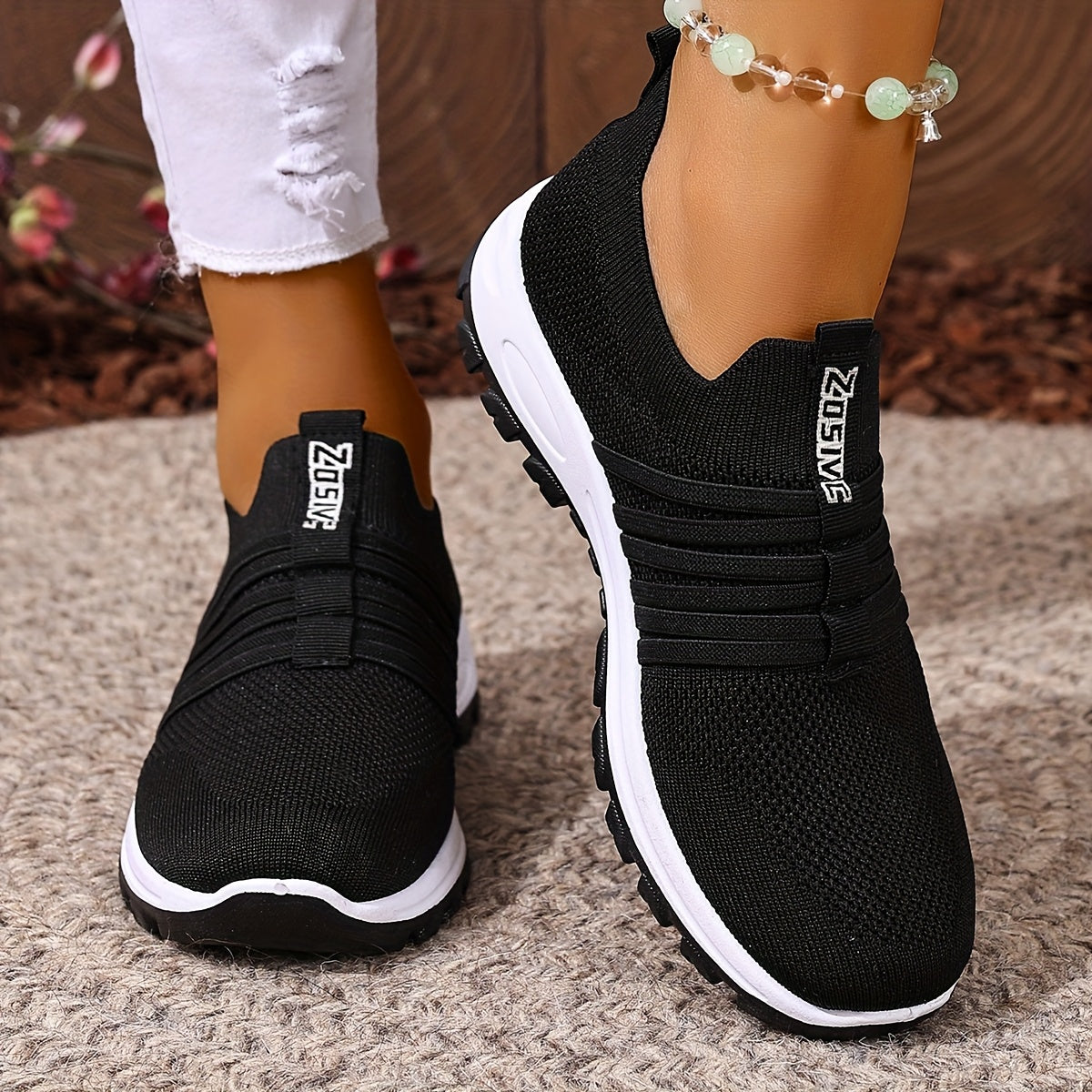 Plus Size Women's Slip-On Sneakers Breathable Mesh Casual Shoes