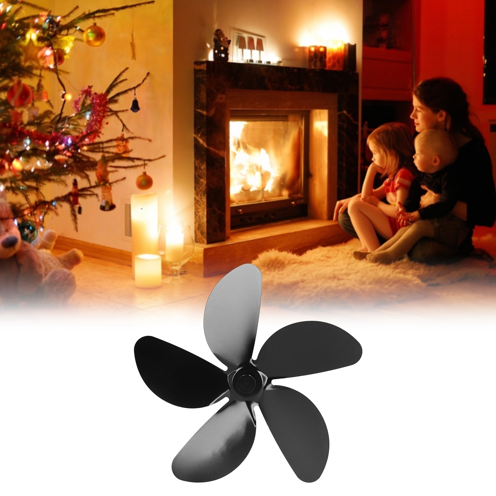 Portable Fireplace Fan Blade Aluminum Alloy 5 Blades No Electricity Air Circulation