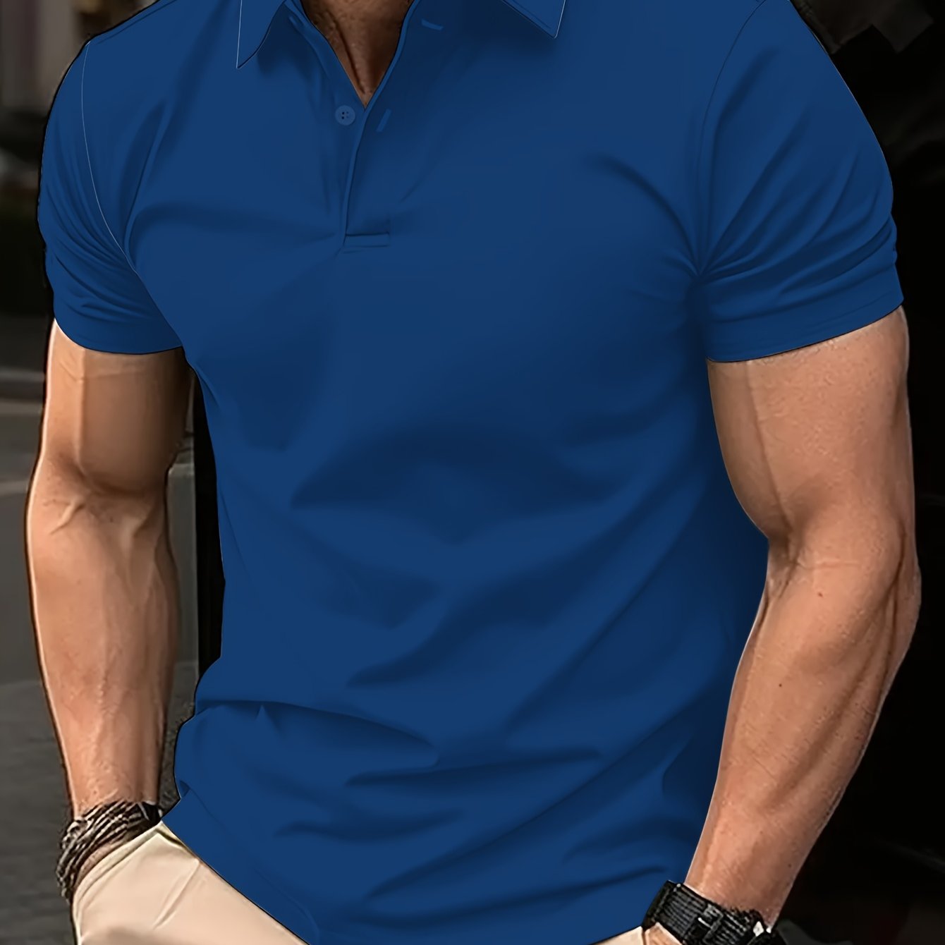 Camisa de manga corta para hombre en poliéster casual en negro, gris y blanco