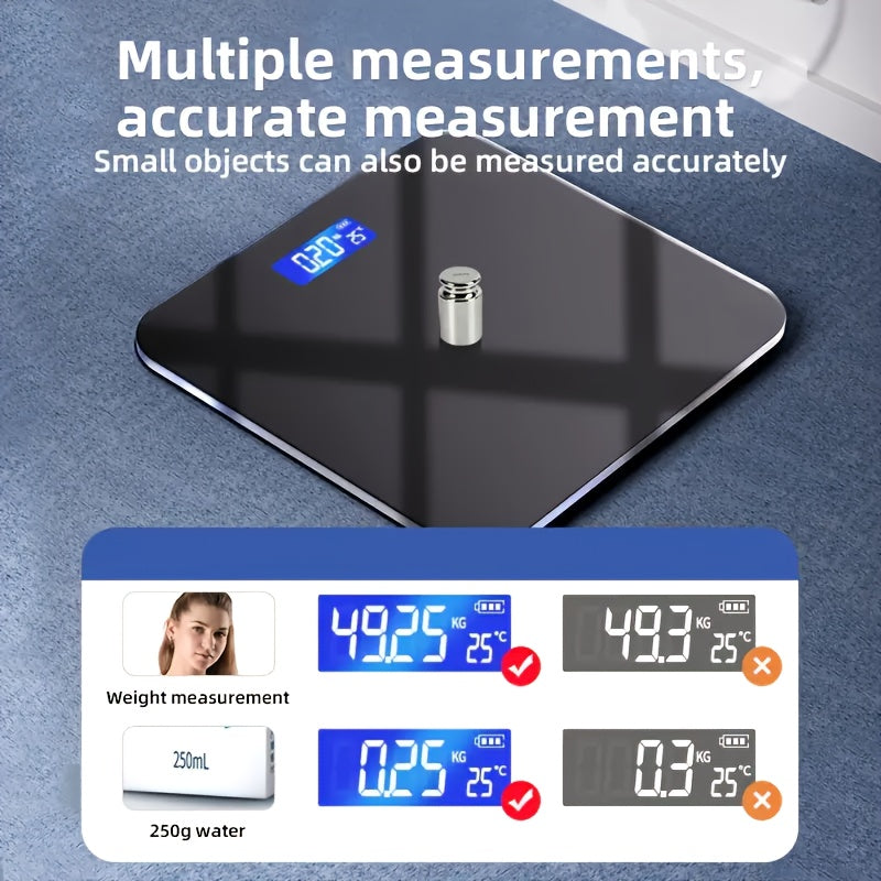 Digital bathroom scale tempered glass battery-powered high-precision 180kg LCD display