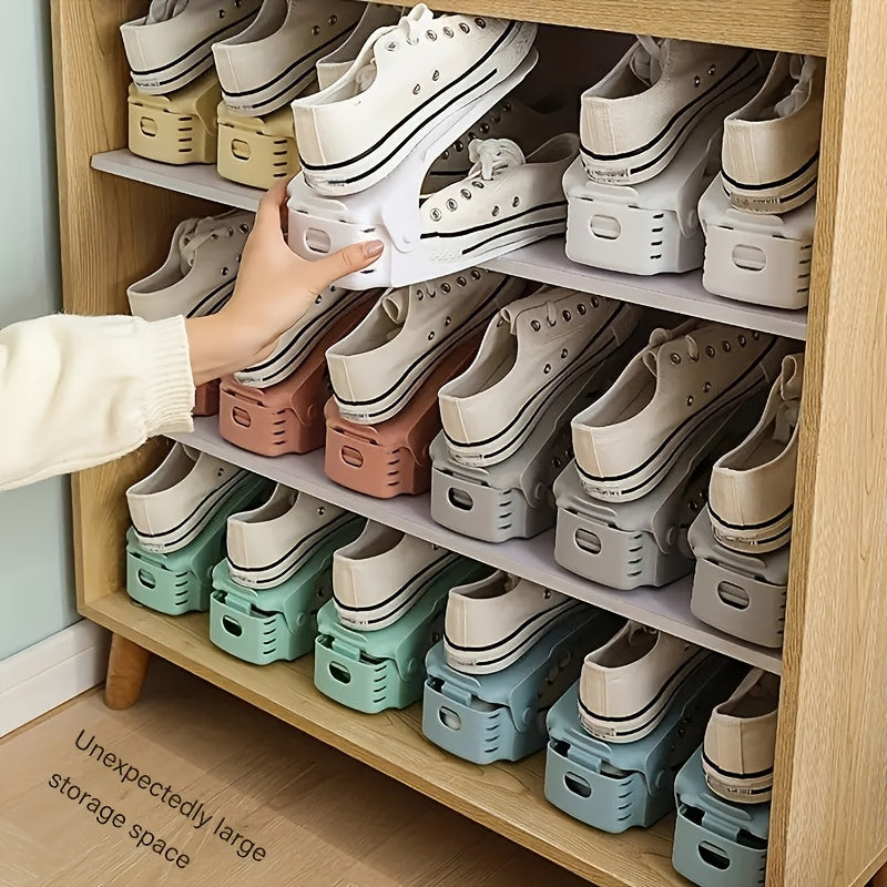 Ko‘p quvvatli va rangli variantlarga ega sozlanadigan plastmassa poyabzal javoni saqlash qutisi