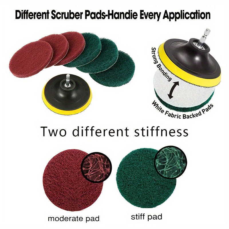 Set of 8 Cleaning Sponges with Electric Tile Scrubber for Bathroom Floors and Bathtubs