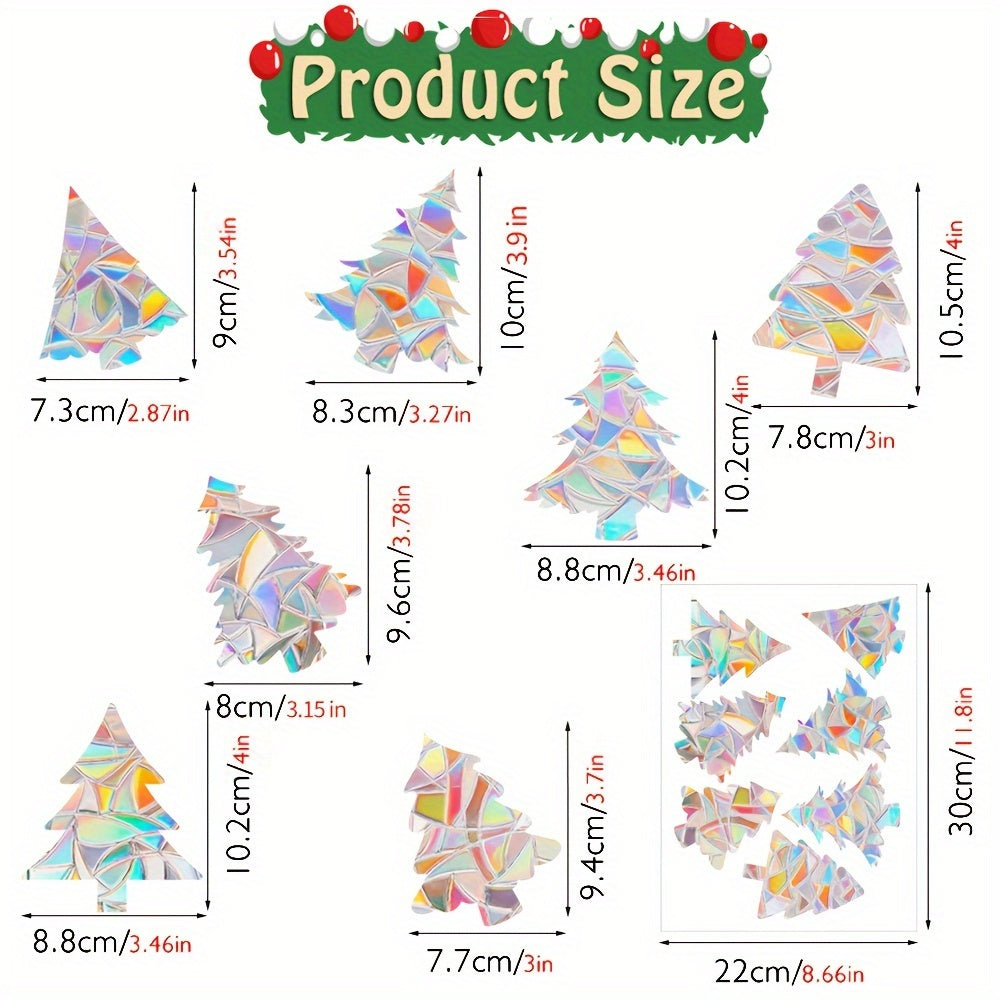 Reusable Static Cling Stickers Set Rainbow Prism Holiday Window Decals Snowflake Bird