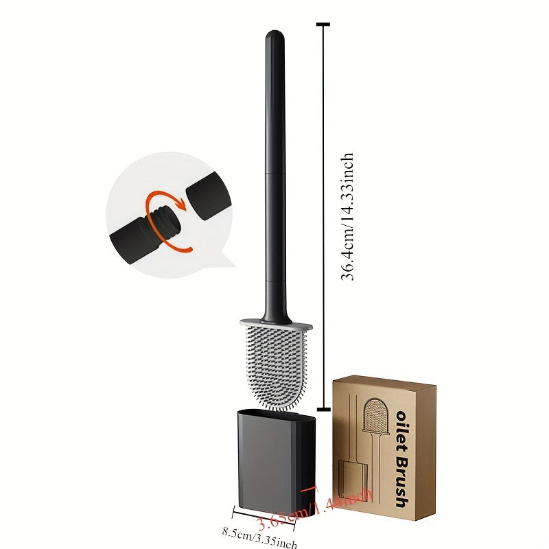 Flexible Silicone Toilet Brush with Holder Wall Mount Bristle-Free Soft Durable