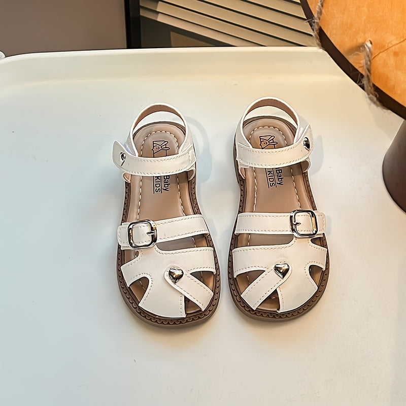 Girls Summer Closed-Toe Sandals Lightweight Breathable Microfiber Synthetic Leather Casual Shoes